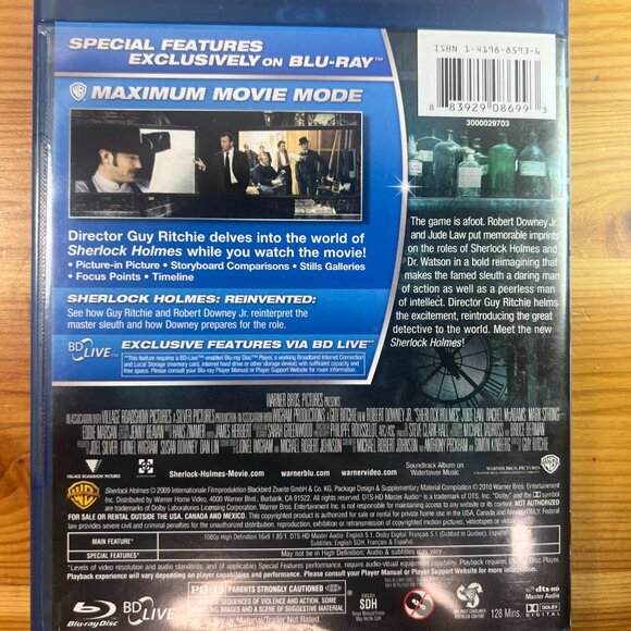 Sherlock Holmes (Blu-ray + DVD, 2009) Used Good - $6 - Picture 2 of 3